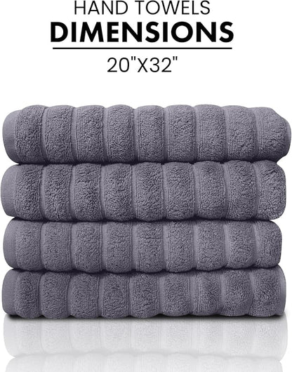 Classic Turkish Towels CTT Luxury Hand Towels for Bathroom Set of 4, 100% Turkish Cotton, Quick Dry & Comfy Towels for Hotel & Spa, Highly Absorbent | 20"x32" (Grey)