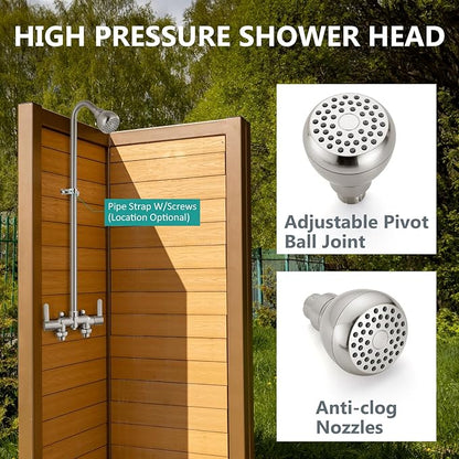 Aolemi Outdoor Shower Fixtures Kit Faucet System 3 Inch Center with Showerhead 2 Handle Exposed Shower with Brass Mix Valve Brushed Nickel