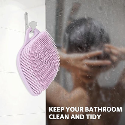 Sndyi Silicone Body Scrubber, Gentle Exfoliating Body Scrubber for Sensitive Skin, Leaf Shaped Shower Scrubber for Body with Lathering Bristles, Silicone Loofah Body Brush for Showering, Purple