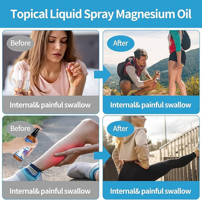 Magnesium Oil for Feet,Pure Magnesium Spray for Sleep,Liquid Topical Athletes Foot Spray Soothing Sore Muscles,Relaxing Leg Cramps Pain Ultra Concentration with Lavender Oil - 200ML