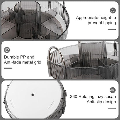 YCIA&DONE 360 Rotating Makeup Organizer and Storage for Vanity Countertop 3 Tiers, High Capacity Cosmetic Skincare Perfume Organizers for Dresser Bathroom Lazy Susan (Smoky Gray)