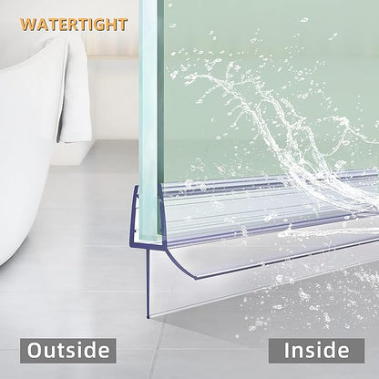 Frameless Ultra Clear Shower Door Bottom Seal 3/8"(10mm) Thick 36"(914mm) Long 2 Pack,Soft Bathroom Door Sweep Rubber Clip,Glass Shower Door Seal Strip Stop Shower Leaks,Fit for Doors Windows