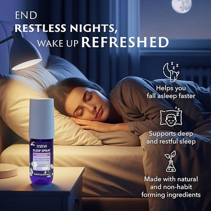 Chamomile Inspired Sleep Spray with Melatonin - Stocking Stuffers for Teen Girls and Women – Natural Pillow Mist for Relaxing Sleep, Self Care Bedtime Spray, Lavender & Cedarwood Blend