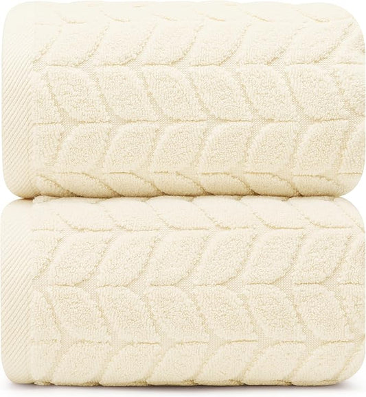 Ultra Soft & Stylish 700 GSM Luxury Bath Sheets | Pack of 2 | Extra Large 35x70 Inches | 100% Zero-Twist, Long-Staple Cotton | Remarkably Absorbent (Papyrus)