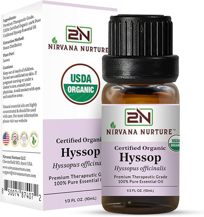 Hyssop Essential Oil USDA Certified Organic, 100% Pure Natural Premium Grade, Undiluted
