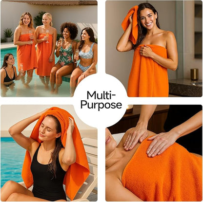 REDKISS 2 Piece Luxury Bath Towel Set - 31x62 inch Oversized Thick Bath Sheets, 100% Cotton, 900 GSM, Super Soft, Highly Absorbent, Quick Dry Large Shower Towels for Bathroom, Pool, Gym, Spa, Orange