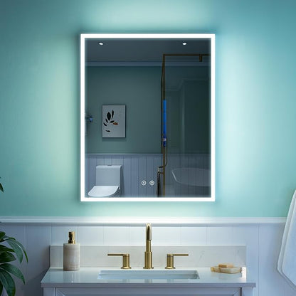 WELLFOR 24" X 30" Medicine Cabinet With Lights, 3X Magnification, Anti-Fog Mirrored Cabinet, Bathroom Vanity With Outlets & USB Ports, Right Opening Door
