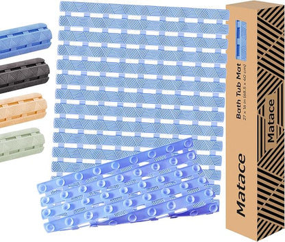 Bathtub Mat Non Slip - for Inside Bath Tub & Shower, Thick & Soft Textured Surface, Fast Drain, No Pooling Water for Better Hygiene, Bathroom Accessories, 27x16 Inch, Pastel Blue, Matace