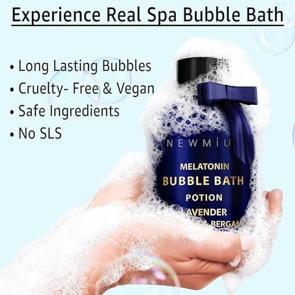 Deep Sleep Melatonin Bubble Bath - Long Lasting Foaming Bubbles - Moisturizing - Lavender Chamomile Bergamot - Relaxing Stress Relief - Calming Self Care Spa Gift for Birthday Christmas