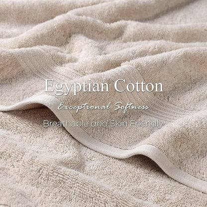 Superior Egyptian Cotton Bath Towel Set, Home Bathroom Towels, Master, Guest Bath, Decor Essentials, Quick Dry, Absorbent, Large Body Towels, Spa, Hotel, Resort, Adult, Kids, Set of 2, Stone