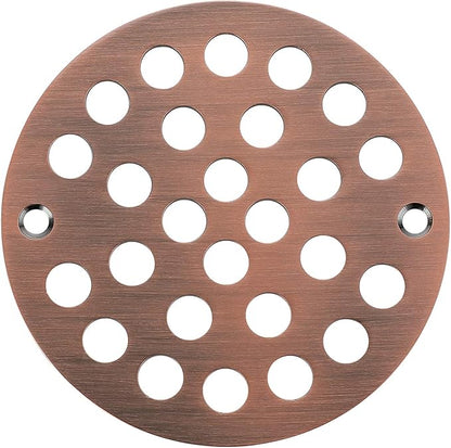4-Inch Screw-in Shower Strainer Drain Cover Replacement Floor Strainer (Antique Copper)