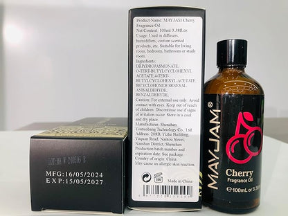 MAYJAM 100ML/3.38FL.OZ Cherry Fragrance Oils with Glass Dropper, Essential Oils for Diffusers for Home, Long Lasting Scented Oils for Diffusers Soap Candle Making