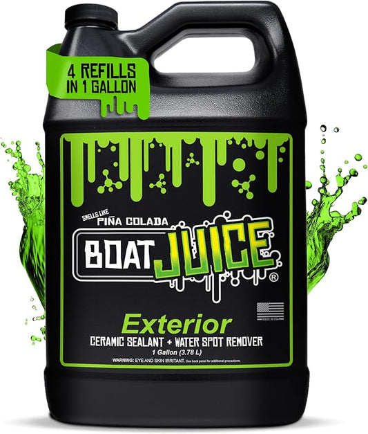 Boat Juice 2in1 Exterior Boat Cleaner & Protectant | Water Spot Remover with SiO2 Ceramic Sealant | Pina Colada Scent | Marine Detailing & Boat Cleaning Supplies, Accessories | Made in USA (1 Gallon)