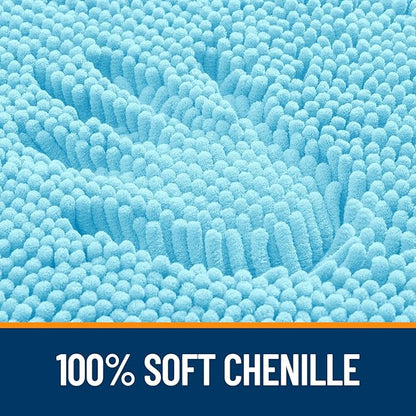 OLANLY Bathroom Rugs 47x24, Extra Soft Absorbent Chenille Bath Rugs, Rubber Backing Quick Dry, Machine Washable Bath Mats for Bathroom Floor, Tub and Shower, Home Decor Accessories, Sky Blue