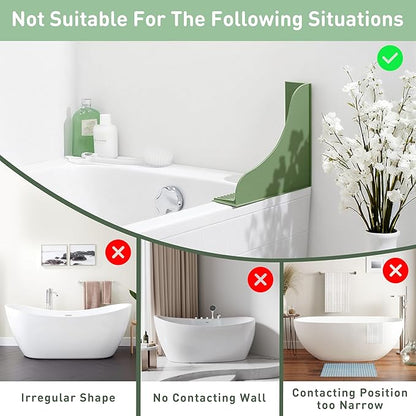 Roslim 2-Pack All-Silicone Shower Splash Guard, Bath Tub Corner Water Blocker with Strong Suction Cups, Reusable & No Sticky Adhesive, for a Secure Seal & Easy Removal, One-Piece Design, Olive Green