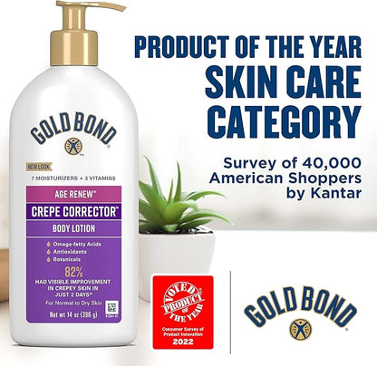 Gold Bond Age Renew Crepe Corrector Body & Face Lotion, Replenishing & Smoothing Formula, 14 oz., Packaging may vary