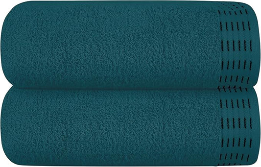 Cotton 2 Pack Oversized Bath Towel Set 28x55 inches, Large Bath Towels, Ultra Absorbant Compact Quickdry & Lightweight Towel, Ideal for Gym Travel Camp Pool - Teal