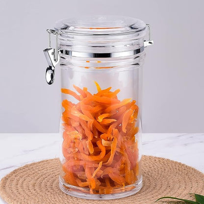 64 oz Reinforced Large Acrylic Canister with Locking Clamp, Airtight Flip Jar | Food Storage Container for Flour, Sugar, Coffee, Candy, Cookie etc