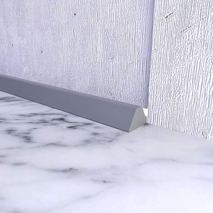 67 Inch Collapsible Shower Water Dam, Shower Threshold Water Dam Shower Barrier, Dry and Wet Separation Door Dam Water Stopper Kitchen Shower Threshold Silicon Water Blocker(Mini Trapezoid)
