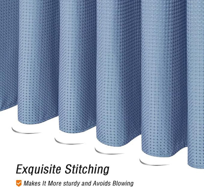 Gibelle Moonlight Blue Shower Curtain, Waffle Weave Textured Fabric Shower Curtain for Bathroom - Soft Cloth & Hotel Spa Luxury, Water Repellent, Machine Washable, 72X72, Moonlight Blue