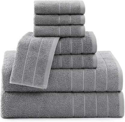 Casa Platino 100% Cotton 8 Piece Bath Towel Set - Ring Spun, Quick Dry, Super Soft & Highly Absorbent - 2 Bath, 4 Washcloths, 2 Bathroom Hand Towels - Hotel Quality Bathroom Towel Set - Ultimate Grey