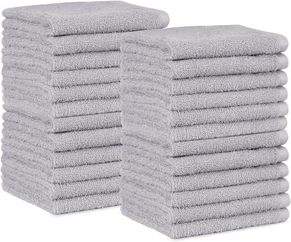 Amazon Basics Fast Drying Cotton Washcloths for Bathroom, Machine Washable, Extra Absorbent, 12 x 12 in, Gray, (Pack of 144)