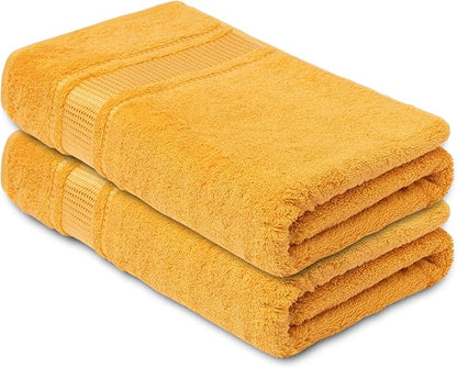 Melissa Linen, 2 Piece Hand Towel Set, 100% Turkish Cotton Face Hand Towels for Bathroom, 20 in x 35 in, Absorbent, Quick Dry, Durable and Soft, Spa and Hotel Quality, Yellow