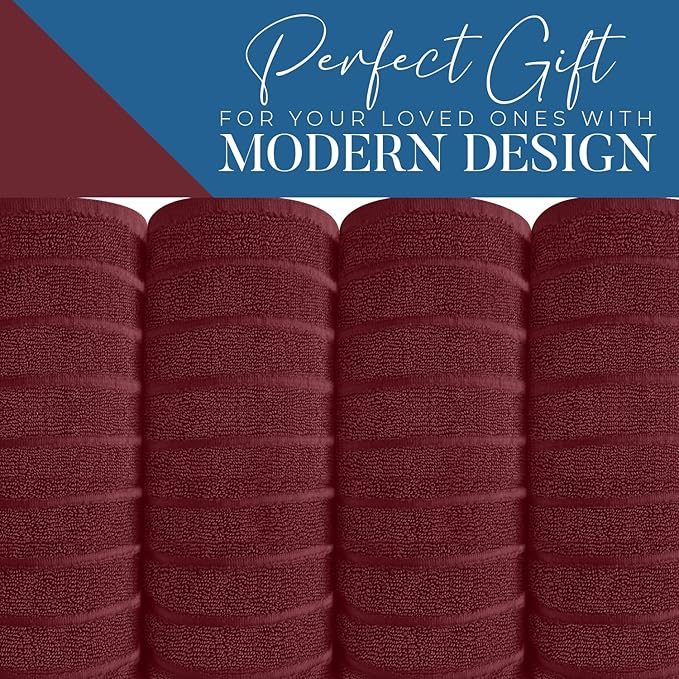 DAN RIVER Pack of 2 Bath Sheet 35x70 Inches, Ribbed Jumbo Bath Towels, Soft and Absorbent Extra Large Towels - Pomegranate