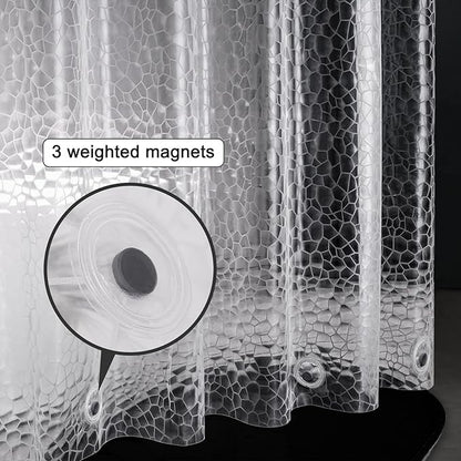 UFRIDAY Clear Shower Curtain Liner 72 x 72 inch,EVA 3D Cube Weighted Plastic Bathroom Shower Curtain Liner with 3 Big Magnets, Thick, Heavy Duty, Transparent.