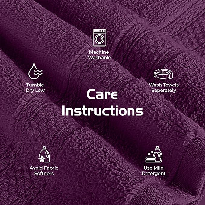RIVERSIDE 12 Pack Premium 100% Cotton Face Washcloths, 600 GSM, 12 x 12 Inches, Soft, Absorbent Towels for Body & Shower, Bathroom Wash Clothes, Durable Face Towels Set for Spa, Gym, Purple Passion