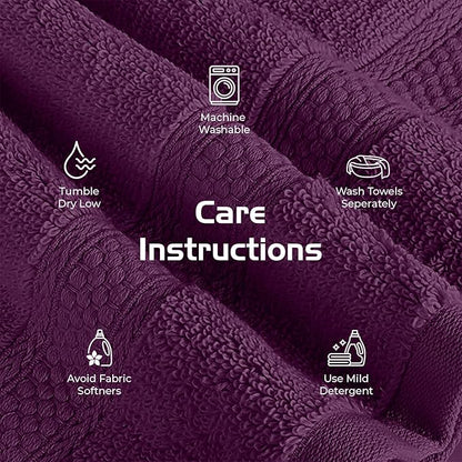 RIVERSIDE 12 Pack Premium 100% Cotton Face Washcloths, 600 GSM, 12 x 12 Inches, Soft, Absorbent Towels for Body & Shower, Bathroom Wash Clothes, Durable Face Towels Set for Spa, Gym, Purple Passion