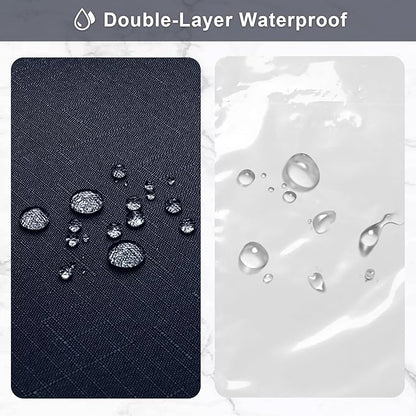 MitoVilla 3 in 1 Shower Curtain Set, Navy Blue Boho Farmhouse Linen Textured Bath Curtain and Clear PEVA Liner Set with 12 Double Sided Steel Hooks, Waterproof Fabric Hotel Bathroom Curtain - 72x72