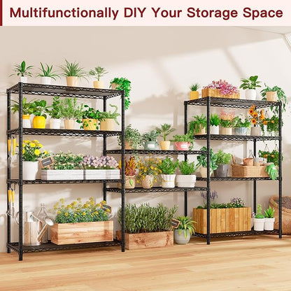 PrimeZone Wire Metal Storage Shelves - 5 Tier Adjustable NSF Certified Heavy Duty Garage Shelving Unit Organizer Rack, Steel Utility Shelf for Kitchen, Pantry, 35.5" W x 14" D x 72" H, Black, 3 Packs