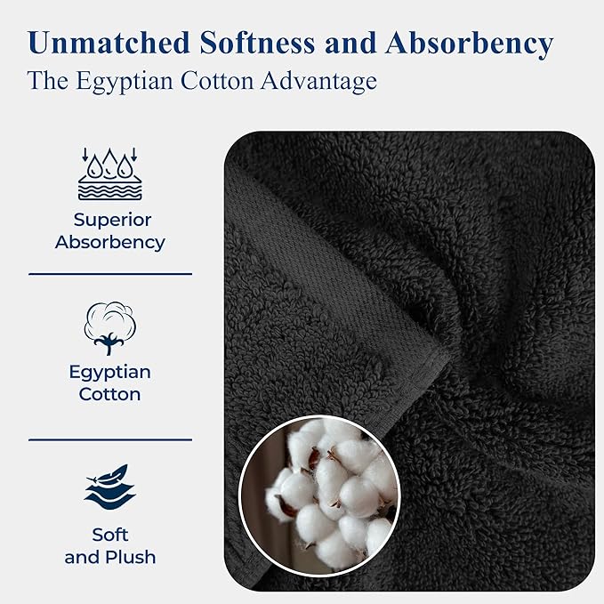 BLUENILEMILLS Madison Egyptian Cotton Face Towel/Washcloth Set, for Kitchen, Bathroom, Shower, Plush, 800 GSM, Highly Absorbent and Ultra-Soft Face Towels, Washcloths, Set of 6, Muted Mauve
