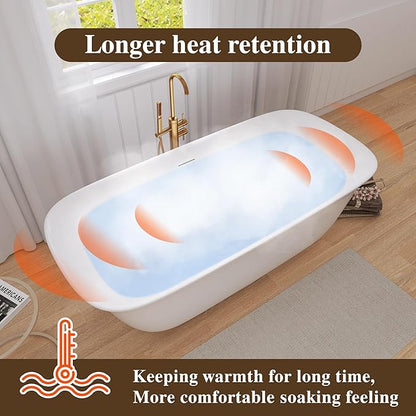 67" Acrylic Free Standing Tub, Stand Alone Tub, Freestanding Bathtub, Soaking Bathtub, cUPC Certified, PE(Glossy White)