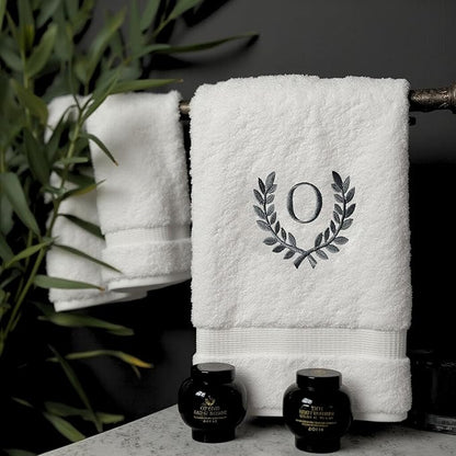 Decorative and Monogrammed Hand Towels for Bathroom Kitchen Makeup | Personalized Gift for Wedding-Bridal | Roman Font Custom Luxury Turkish Towel | Spa Collection, Oversized, 16 X 30 Inch, Set of 2