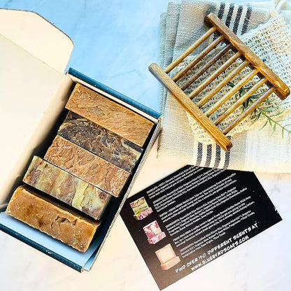Bluebyrd Gourmet Assorted Handmade Soap Bars for Women & Men | Large, 25 oz Gift Set of 5 Natural Cleansing Bars - Chocolate Orange, Coffee, Mocha, Mint Chocolate | Vegan Soap Gift (Gourmet)
