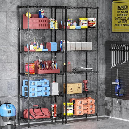 6 Tier Adjustable Storage Shelves,Heavy Duty Metal Utility Shelf 900LBS Capacity,Wire Shelving Unit Organizer Rack for Home,Kitchen,Office,Bathroom,Pantry Room,12" D x 22" W x 69" H,Black