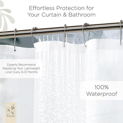 Stitch & Stone Shower Curtain Liner, Premium Lightweight Durable Waterproof 4g PEVA for Bathroom with Weighted Magnets, Standard Size 70" x 72", Frosty 1 Pack