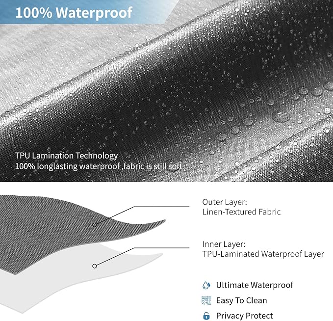 2-in-1 Waterproof Long Fabric Shower Curtain or Liner,Linen Textured,78 Inch Breathable TPU & Washable Bathroom Shower Curtain Set with 12 Plastic Hooks,Modern,72"x78" Charcoalgrey