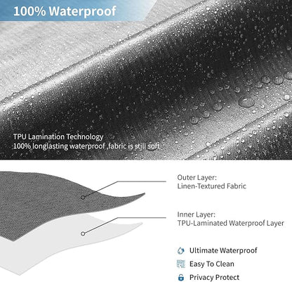 2-in-1 Waterproof Fabric Shower Curtain or Liner,Linen Textured,Breathable TPU & Washable Bathroom Shower Curtain Set with 12 Plastic Hooks,Modern,72"x72" Charcoalgrey