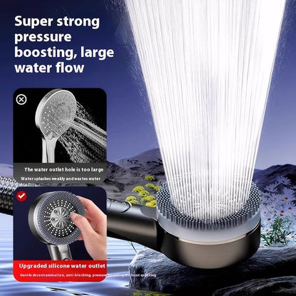 Filtered Shower Head with Handheld, High Pressure Shower Heads - 4 Spray Modes, Power Wash for Pets Bath, ON/OFF Switch & Water Saving Design (Deep Gray)