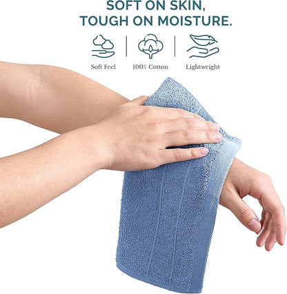 Casa Platino 100% Cotton Wash Cloths 12 Pack - Spa & Salon Quality - Ring Spun Cotton Face Cloths- Soft & Absorbent Washcloths for Shower, Home, Kitchen - Fingertip Towels - 13"x13", Cerulean Blue