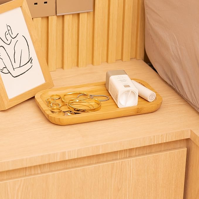 Bamboo Vanity Tray, Bathroom Counter Tray, Toilet Tank Top Tray for Organizing and Decor Display, 14.2 x 6 x 0.8 inch