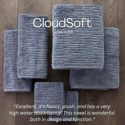 SKL Home CloudSoft Cotton Luxury 6-Piece Towel Set, Smoke Blue