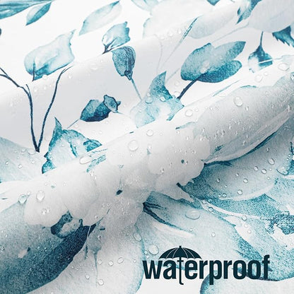 Gibelle Small Stall Shower Curtain 36 x 72, Narrow Half Spa Blue Floral Shower Curtain for Bathroom, Watercolor Plant Eucalyptus Leaves Fabric Shower Curtain Set