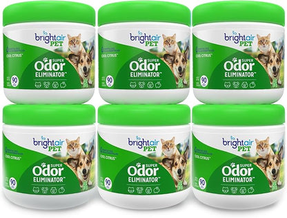 Bright Air 14 oz. Super Odor Eliminator, for Medium-Size Spaces, Cool Citrus Scent, Case of 6, Air Freshener, Natural Essential Oils, Lasts Up to 90 Days Each