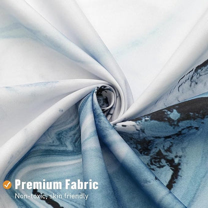 MitoVilla Blue Marble Extra Long Shower Curtain Set 72 x 84, Modern Ombre 84 inch XL Shower Curtains for Chic Bathroom Decor, Abstract Watercolor Fabric Shower Curtain