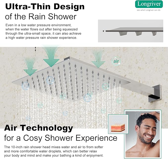 Shower Faucet Set with Hydro Power Temperature Display, Shower System Bathroom 12 Inches Shower Head with Handheld Spray, Wall Mounted Shower Fixtures with Shower Valve and Trim Kit, Brushed Nickel