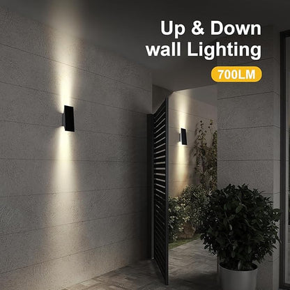 Solar Sconce Lights Outdoor, Dimmable Solar Wall Lights Up and Down, 3000K 700LM Solars Lights Outdoor IP65 Waterproof for Yard Fence Patio Garage Porch, 2pcs